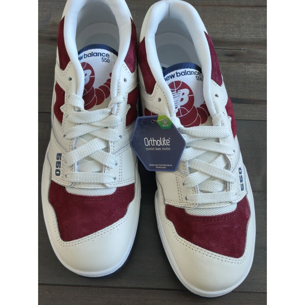 New Balance 550 BB550VRC White Red Suede Men’s Size 9.5 Sneakers